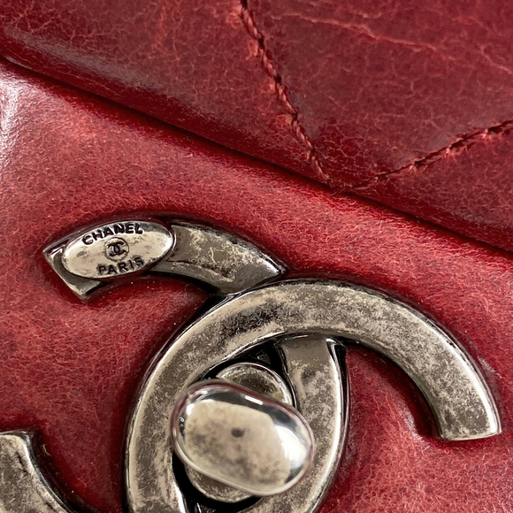 CHANEL Coco Mark Chain Shoulder Bag Matelasse Shoulder Bag Leather Red - Picture 10 of 14